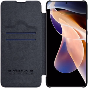 Nillkin Qin dėklas Xiaomi Redmi Note 11 Pro+ (Kinija) / Redmi Note 11 Pro (Kinija) / Mi11i HyperCharge kameros apsauga dėklas atverčiamas dėklas juodas