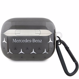 Mercedes MEAP28DPMGS AirPods Pro 2 (2022/2023) dėklas su didelio žvaigždės rašto dizainu, juodas