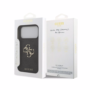 Dėklas Guess PU 4G Metal Logo Apple iPhone 18 Pro Max pilkas