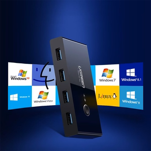 Ugreen US216 30768 USB-хаб 4x USB 3.2 Gen 1 для двух компьютеров — чёрный