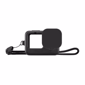 Силиконовый чехол Puluz для GoPro HERO12, HERO11, HERO10 и HERO9 Black с крышкой объектива и ремешком (чёрный)