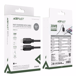 USB laidas Acefast C16-01 USB-C į Lightning 1.2m juodas