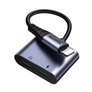 2‑in‑1 garso adapteris Joyroom SY-L02 Lightning į dvigubą Lightning (juodas)