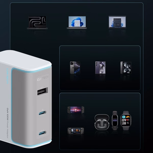 "Cuktech" AD1003EU 100W GaN 2x USB-C + USB-A sieninis įkroviklis su kabeliu - baltas