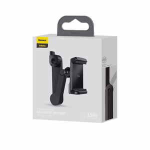 Baseus WXHZ-01 BackSeat Holder Qi 15W belaidžio įkrovimo automobilinis telefono laikiklis galvos atramai - juodas