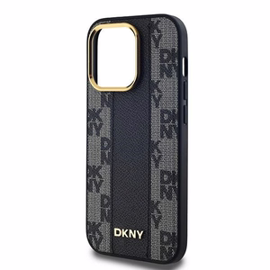 DKNY Odinis langeliais raštuotas magnetinis dėklas iPhone 13 Pro / 13 - juodas