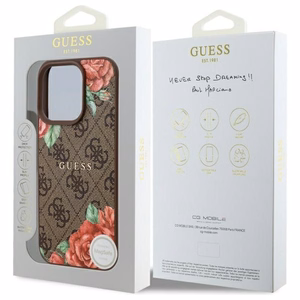 Guess GUHMP16XP4ROPEMCW iPhone 16 Pro Max 6.9" kietasis dėklas brūnas 4G Flowers Print MagSafe