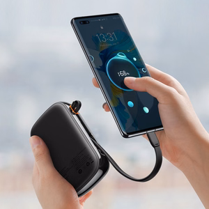 Baseus Qpow Pro 20000mAh išorinė baterija, USB + USB-C, PD 22,5W, su USB-C laidu (PPQD060301), juoda