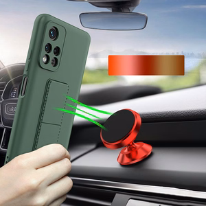 Wozinsky Kickstand Case silikoninis dėklas su stovu Xiaomi Redmi 10 raudonas