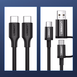 Ugreen US286 кабель USB-C — USB-C PD QC 3A 480Mb/s 2м — чёрный