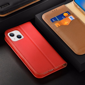 Dux Ducis Hivo odinis atverčiamas dėklas iš natūralios odos su kortelių ir dokumentų pinigine iPhone 14 Plus, rudas