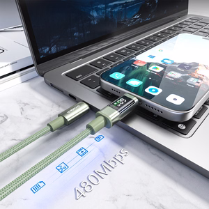 Choetech XCC-1068 PD 60W USB-C — USB-C Кабель с дисплеем 1.2 м — зелёный
