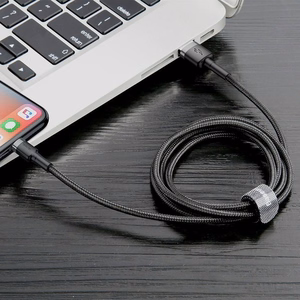 Кабель Baseus Cafule USB Lightning 2,4A 1м (серо-чёрный)