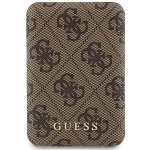 Guess indukcinė 15W GUPB5FP4EMGW 5000mAh išorinė baterija ruda/ruda 4G odinis metalinis logotipas MagSafe
