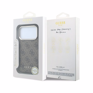 Dėklas Guess PU Leather 4G Gold Frame MagSafe Apple iPhone 18 Pro Max rudas