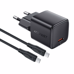 Įkroviklis Acefast A118 30W GaN USB-C + USB-C į USB-C laidas 1.2m juodas