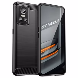 Carbon dėklas telefonui Realme GT Neo 3 lankstus silikoninis anglies dėklas juodas