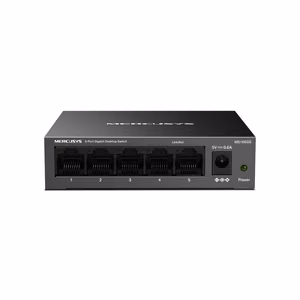 Mercusys MS105GS - stalinis komutatorius, 5 Gigabit prievadai, juodas
