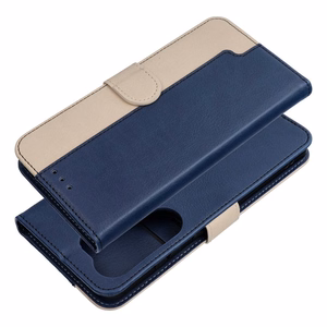 Atverčiamas dėklas Motorola G67 / G77 Split Book, tamsiai mėlynas ir kreminis