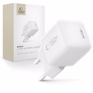 "Tech-Protect" NCM25 USB-C PD 25 W sieninis įkroviklis - baltas