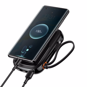 Baseus Qpow Pro 20000mAh išorinė baterija, USB + USB-C, PD 22,5W, su USB-C laidu (PPQD060301), juoda