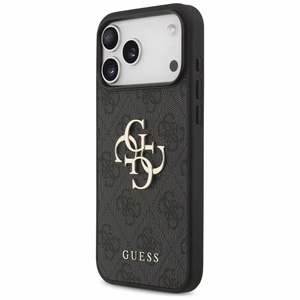 Dėklas Guess PU 4G Metal Logo Apple iPhone 17 Pro Max pilkas