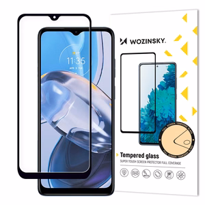 Wozinsky pilno klijavimo apsauginis stiklas Motorola Moto E22i / E22 visas ekranas su rėmeliu juodas (dėklo draugiškas)