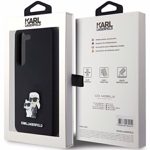 Karl Lagerfeld Silicone Karl&Choupette Metal Pin case for Samsung Galaxy S23 - black