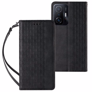 Magnet Strap Case чехол для Xiaomi Redmi Note 11 Pro кошелёк + мини-подвеска ремешок чёрный
