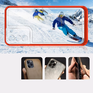 Skaidrus 3in1 dėklas Samsung Galaxy S21 + 5G (S21 Plus 5G) rėmelio gelis raudonas