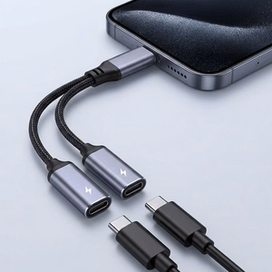 Adapteris Blue Star iš USB-C į 2xUSB-C juodas