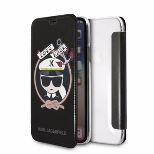 Karl Lagerfeld Signature Glitter Dėklas telefonui iPhone X/Xs - juodas