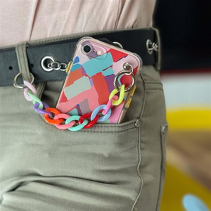 Color Chain Case gelinis lankstus elastinis dėklas su grandinėlės pakabuku Xiaomi Redmi 10 įvairiaspalvis