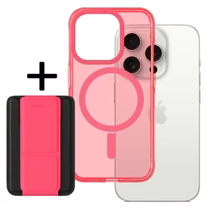 Amazing Thing Titan Pro Neon Mag piniginės dėklas 10FT IP156.7PTWPN Iphone 15 Pro Max rožinė su stovu