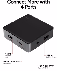 USB-C-концентратор ZAGG на 4 порта, чёрный / серый