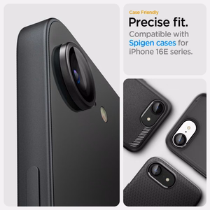 Spigen Optik Pro GLAS.TR "Ez Fit" Camera Cover 2-pack for iPhone 16e / 17e - Black