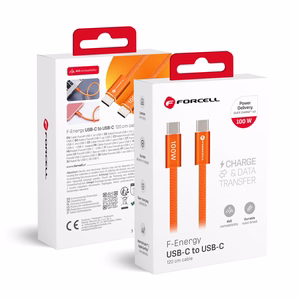 Кабель USB-C — USB-C Forcell F-Energy QC4.0 PD 5A 100W Cafule Color 1,2 м ACYH23 оранжевый