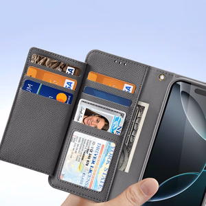 Dux Ducis Lawa iPhone 16 Pro odinis dėklas su nuimama magnetine pinigine - pilkas