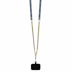 Guess Odinis Metalinis Logotipas Strass Crossbody dėklas telefonui iPhone 16 Pro - mėlynas
