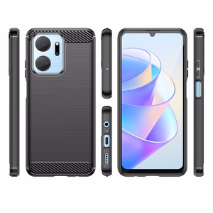 Carbon Case чехол для Honor Play 40 Plus / Honor X7a гибкая силиконовая карбоновая крышка чёрный