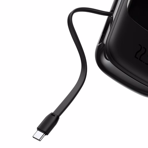 Baseus Qpow Pro 20000mAh išorinė baterija, USB + USB-C, PD 22,5W, su USB-C laidu (PPQD060301), juoda
