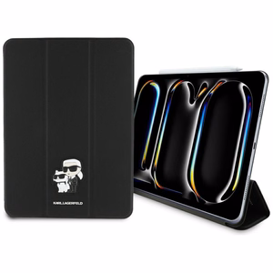 Karl Lagerfeld Saffiano Magnetinis Karl & Choupette iPad Pro 11" 2024 Knygos viršelio dėklas - juodas