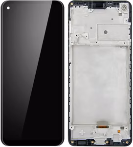 Ekranas Samsung A217F A21s su lietimui jautriu stikliuku ir rėmeliu Black ORG