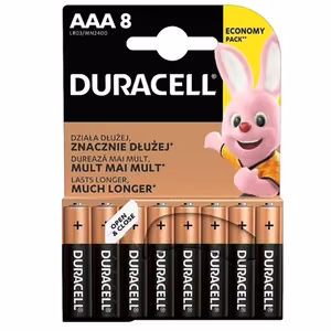 Duracell Basic MN2400 – šarminės AAA baterijos, 8 vnt.