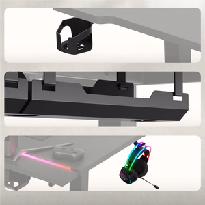 Elektrinis žaidimų stalas Huzaro Hero 8.7 RGB, juodos spalvos