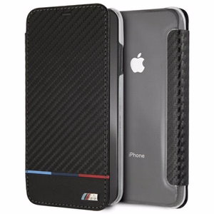 Чехол BMW Carbon Tricolor Stripe для iPhone XS Max - чёрный