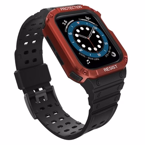 Band "Strap Band" for Apple Watch 42mm/44mm/45mm (Black + Red)