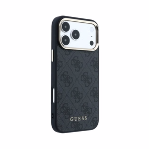 Dėklas Guess PU Leather 4G Gold Frame MagSafe Apple iPhone 18 Pro juodas