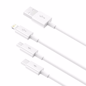 USB кабель 3в1 Baseus Superior Series, USB на micro USB / USB-C / Lightning, 3.5A, 1.5м (белый)