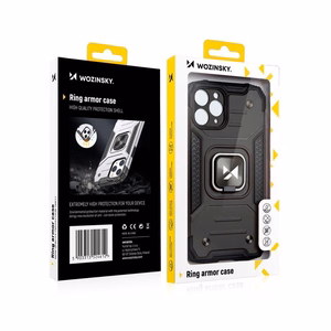 Wozinsky Ring Armor iPhone 14 dėklas telefonui su magnetiniu laikikliu ir žiedu, sidabro spalvos